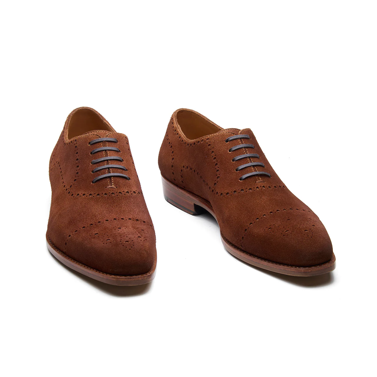 Constello, True Seamless | Faux Cap-toe Semi Brogue, Hand Welted - Castorino Suede French Brown - Image 4