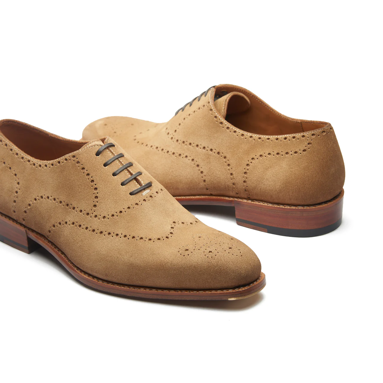 CONSTELLO, TRUE SEAMLESS | FAUX WINGTIP BROGUE, HAND WELTED - CASTORINO SUEDE CASHEW - Image 3