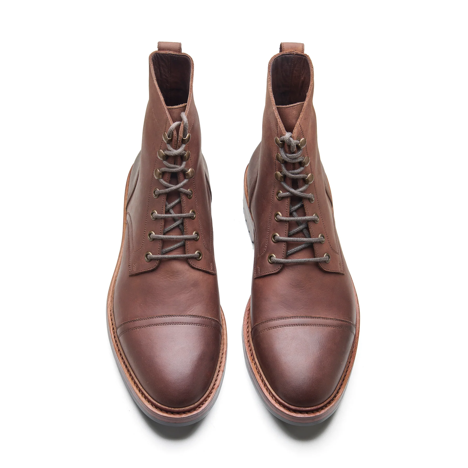 Dixon, Cap-Toe Derby Boot - Brown Pullup | Hand Welted Stout Boots - Image 2