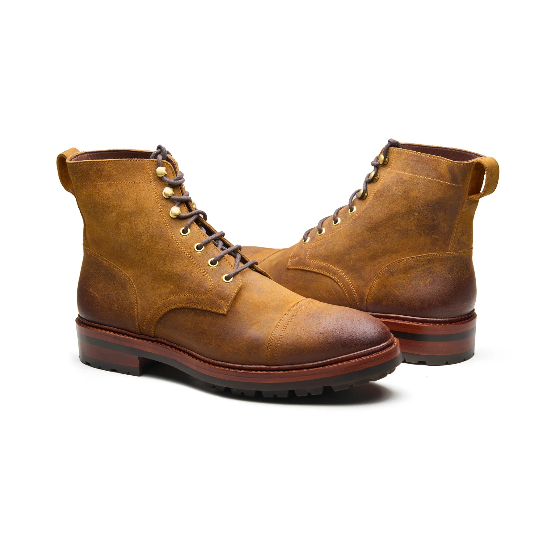 Dixon, Cap-Toe Derby Boot - CF Stead Waxy Suede Wheatbuck | Hand Welted Service Boots - Image 5