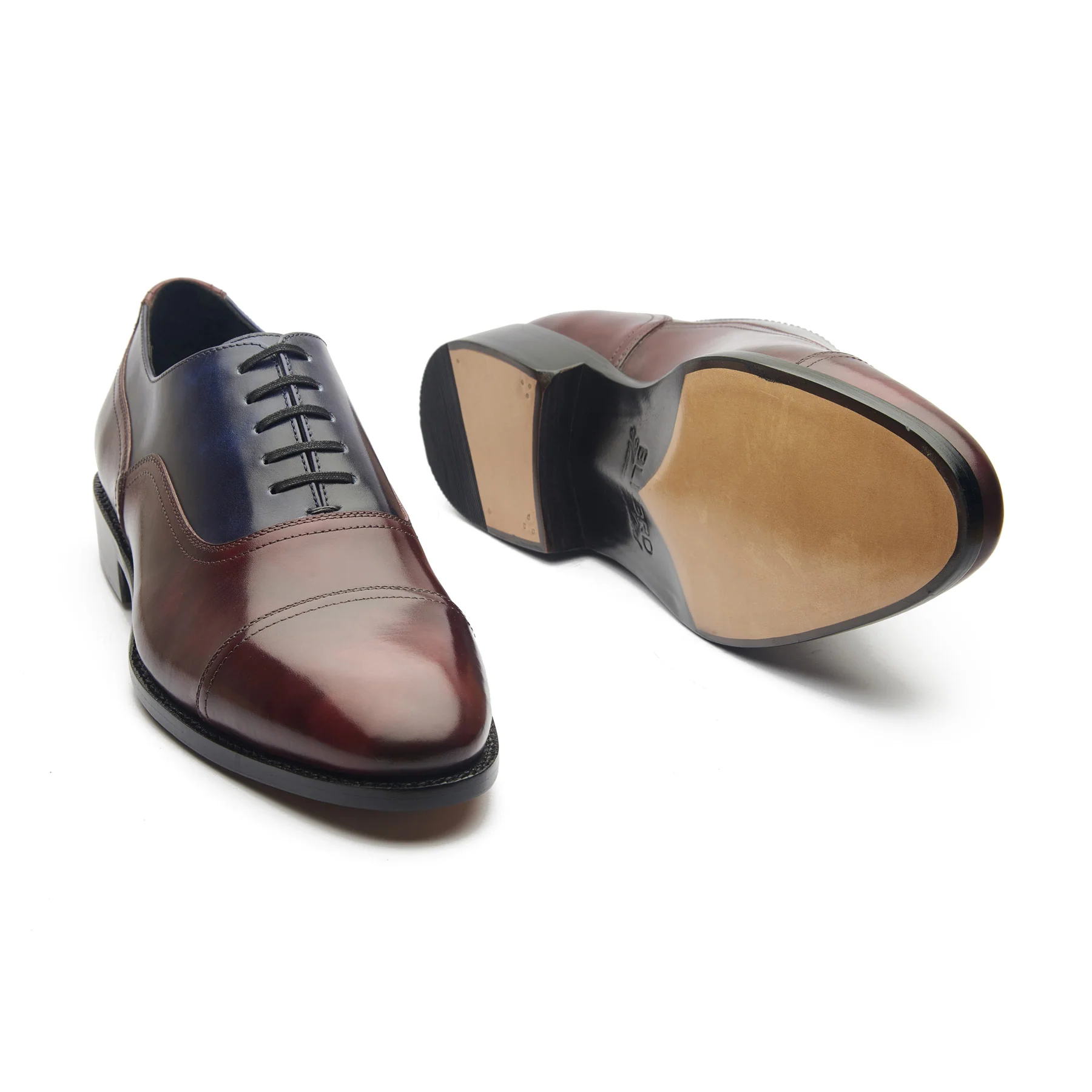 Enzo, Contemporary Balmoral - Navy & Burgundy Museum Calf | Hand Welted Contemporary Classics - Image 5