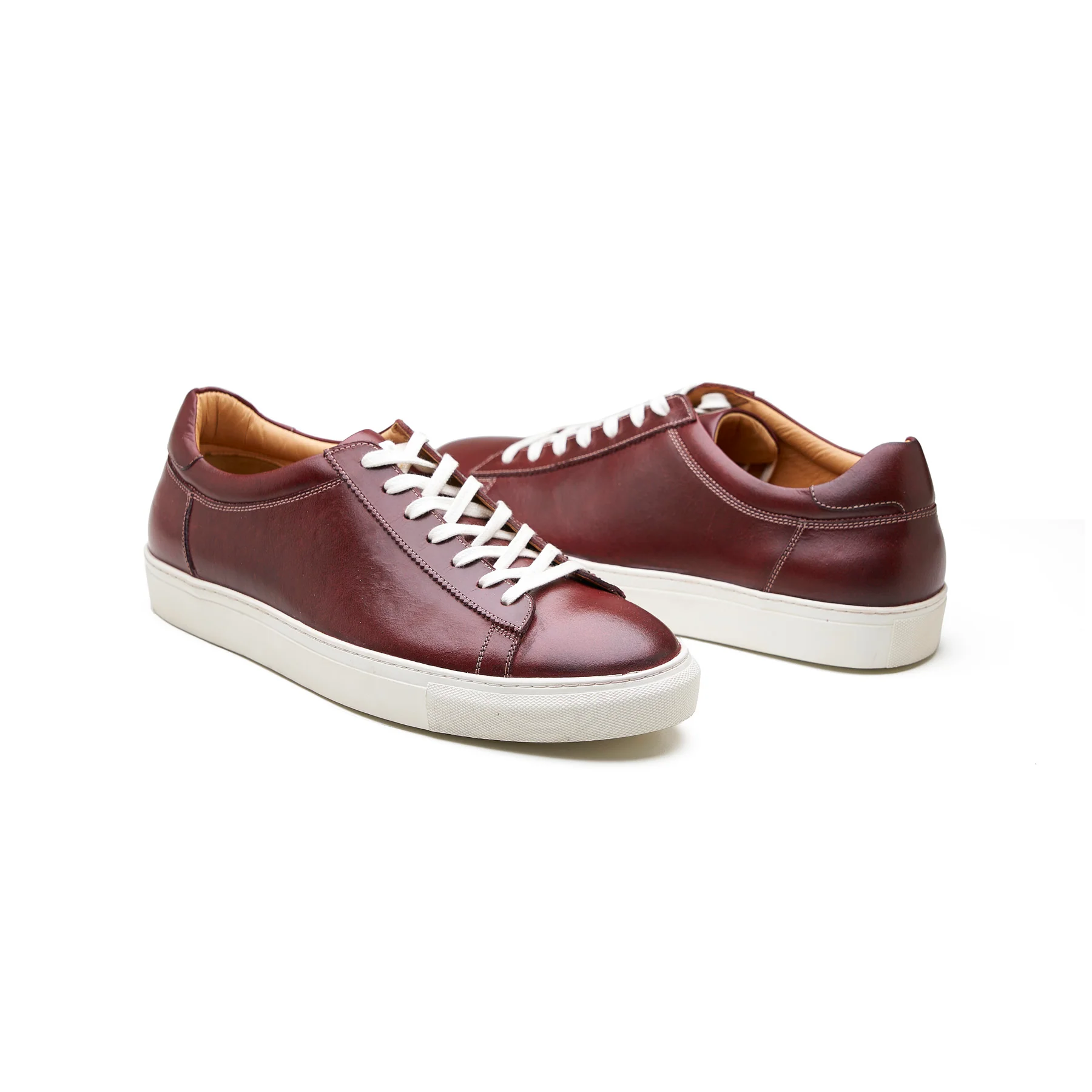 Perez, Lace-up Sneaker - Burgundy Pullup | Smart Casuals - Image 3